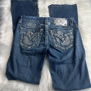 Miss Me Bootcut Rhinestone Pocket Jeans Size 26